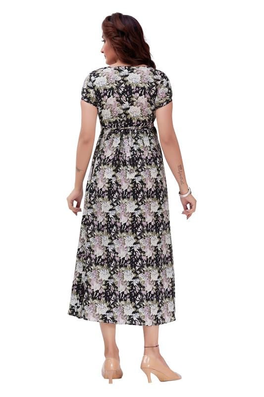 RITIJYA Feeding Kurtis for Women with Zip | Maternity Gown Pregnancy Dress in Poly Viscose for Nursing Mothers | Maternity Wear Feeding Dress Tops(XL,Black, 9028_42) - Image 4