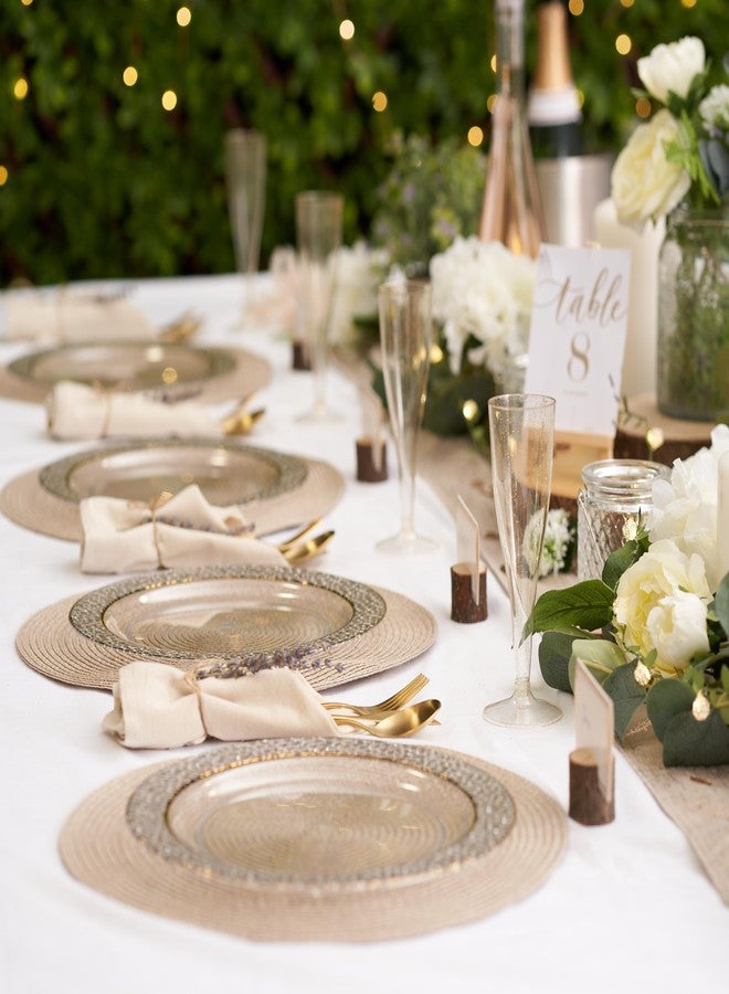 MATANA 20 Reusable 10 Inch Clear Plastic Party Plates Hammered Gold Rim - Premium Heavy Duty Dinner Plates, Elegant Fancy Plastic Plates for Wedding, Bridal Shower, Birthday Party, Events & Picnic - Image 3