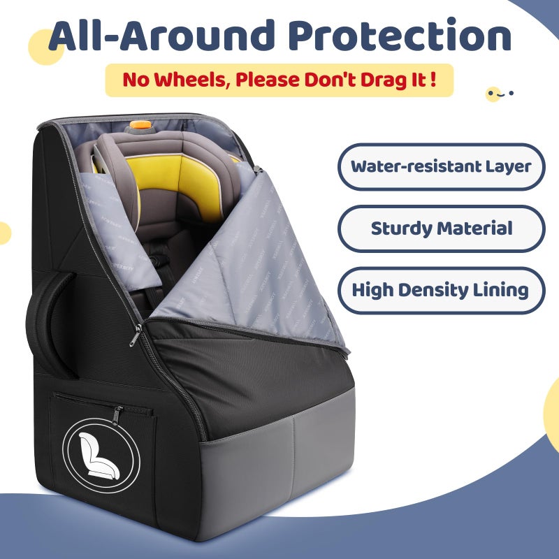 YOREPEK Padded Car Seat Travel Bag for Airplane Travel Compatible with Chicco, Britax, Nuna Rava, Sturdy Car Seat Backpack for Airport with Wear-Resistant Bottom, Large Carseat Cover for Baby Travel - Image 3