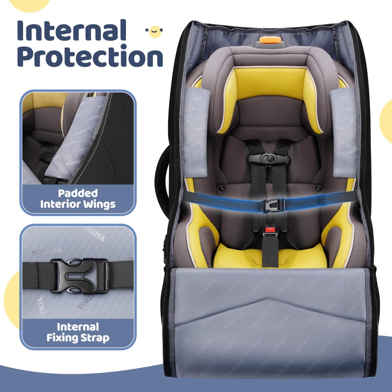 YOREPEK Padded Car Seat Travel Bag for Airplane Travel Compatible with Chicco, Britax, Nuna Rava, Sturdy Car Seat Backpack for Airport with Wear-Resistant Bottom, Large Carseat Cover for Baby Travel - Image 5