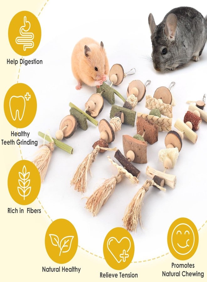 DBNESS 4 Pcs Bunny Chew Toys for Teeth, Hanging Rabbit Chewing Toy Treats with Timothy Grass & Natural Apple Wood, Improve Small Rodent Dental Health for Guinea Pig Hamster Chinchilla Rat Gerbil - Image 4