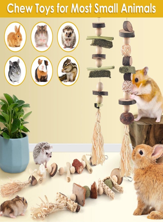 DBNESS 4 Pcs Bunny Chew Toys for Teeth, Hanging Rabbit Chewing Toy Treats with Timothy Grass & Natural Apple Wood, Improve Small Rodent Dental Health for Guinea Pig Hamster Chinchilla Rat Gerbil - Image 5