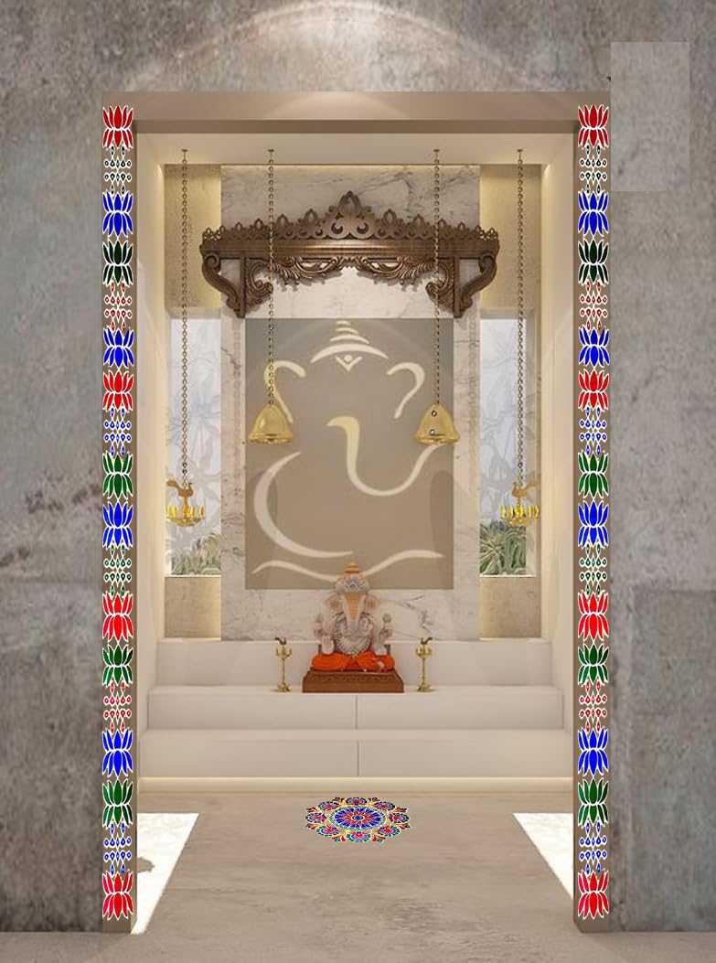 ABS HERBALS : Rangoli Sticker, Kolam Sticker for : Wall, Tile, Floor, Steel Sticker [MEROON] [Modal : CM4,CP4 Pack of 8Pcs] - Image 3