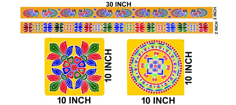 ABS HERBALS : Rangoli Sticker, Kolam Sticker for : Wall, Tile, Floor, Steel Sticker [MEROON] [Modal : CM4,CP4 Pack of 8Pcs] - Image 2