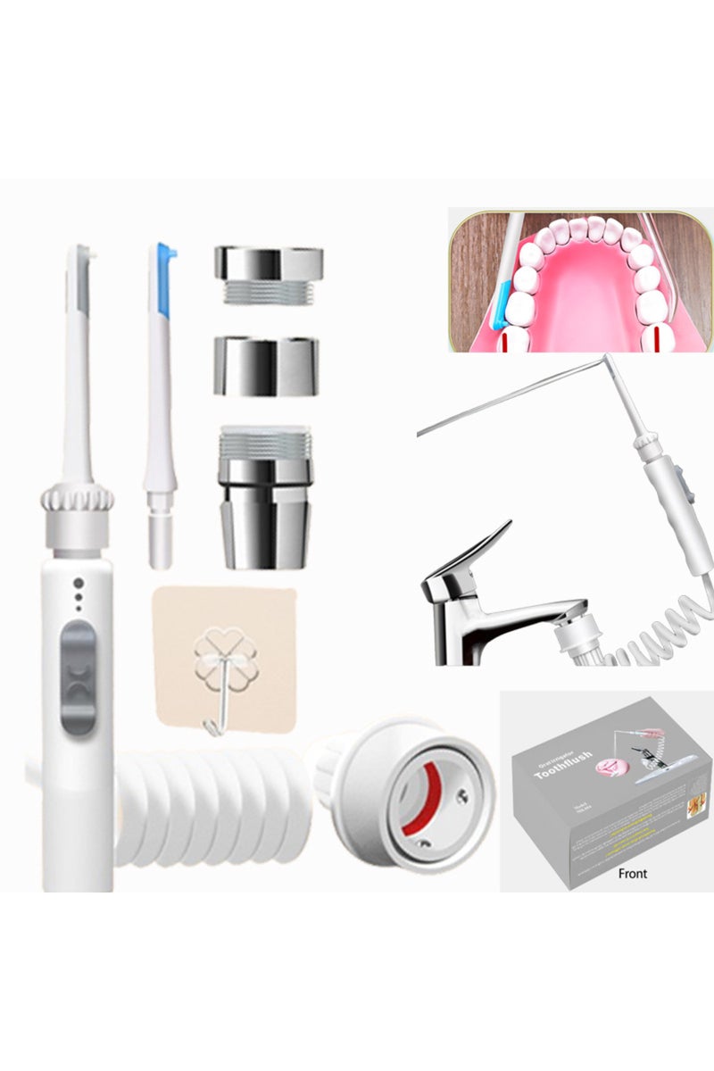 إيروريكس صنبور جهاز ري الفم من نيو ووتر، أبيض اللون، مزود بخيط تنظيف الأسنان، وأداة تنظيف الأسنان، وأداة تنظيف الفم.