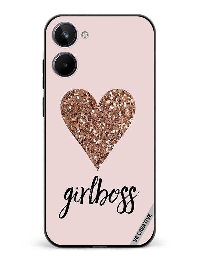 VR CREATIVE Protective Case Cover For Realme 10 Girl Boss Golden Gloss Heart Design Multicolour - Image 1