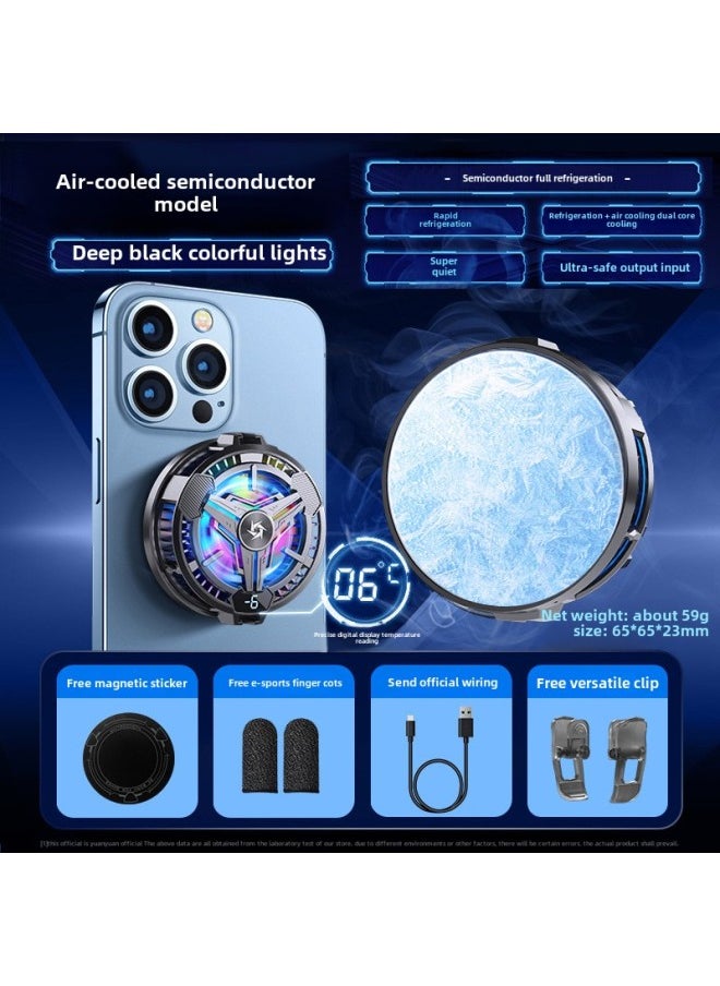 Generic [Wireless Charging Magnetic/Back Clip Dual-purpose] Applicable To Apple Mobile Phone Radiator 16promax Live Special-Color:[10w High Power + Magnetic Back Clip Two-in-one] Temperature Digital Display☆Rgb Lighting Can Be Turned Off Design☆Tec Semiconductor Refrigeration☆Mute☆Fast Cooling☆  - Image 1