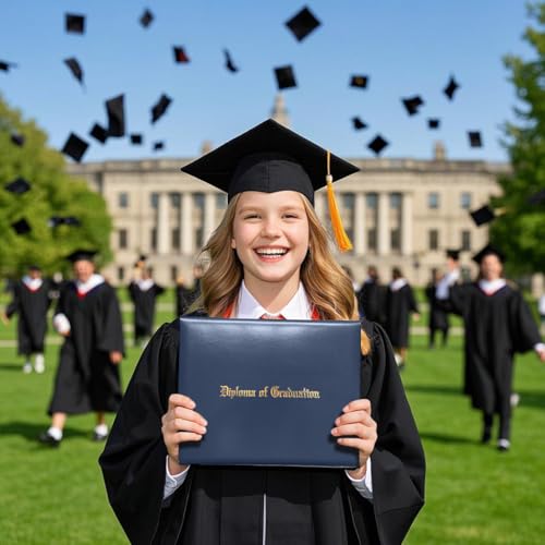 Gradplaza Diploma Cover for Certificate 8.5"x 11" Imprinted “Diploma of Graduation” Navy Diploma Holder Smooth for High School,University - Image 5