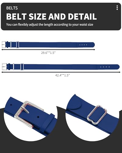 QBK Toddler Baseball Socks And Belt Youth Softball Tee Ball Combo Set for Boy Girl (2 Pairs of Socks & 1 Belt)(ROYAL BLUE,5-7Y) - Image 5