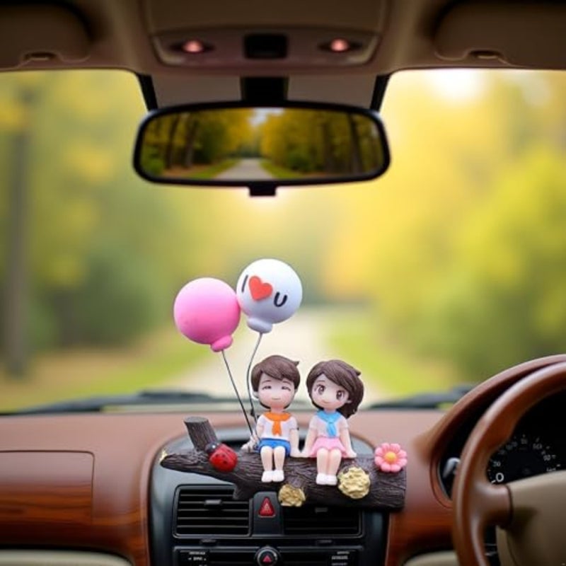 Cute Cartoon Car Decoration, Couple Ornaments, Car Dashboard Decorations Girl and Boy Ornament, Car Interior Resin Ornaments Suit, Dashboard Figurine Gifts for Automotive Ceiling Fans - Image 2