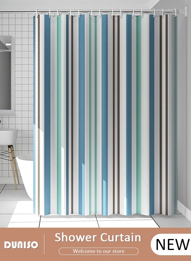 DUNISO ستارة حمام PEVA غير مثقبة ومضادة للماء ومضادة للعفن للحمام مع خطافات 180 سم × 180 سم، خطوط رومانسية مطبوعة خطوط رومانسية مطبوعة - Image 1