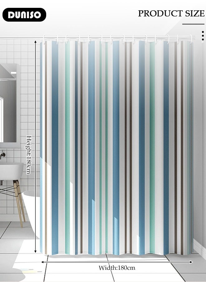 DUNISO ستارة حمام PEVA غير مثقبة ومضادة للماء ومضادة للعفن للحمام مع خطافات 180 سم × 180 سم، خطوط رومانسية مطبوعة خطوط رومانسية مطبوعة - Image 4