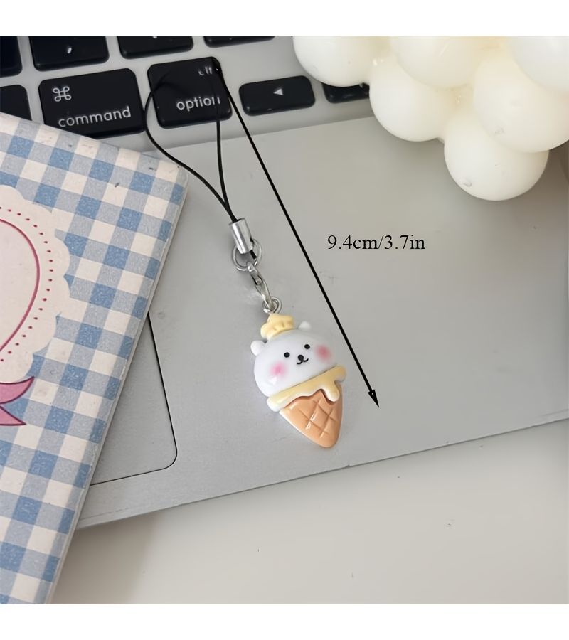 1pcs 1 Piece Resin Material Self Mocking Bear Phone Rope Cartoon Animal Pendant Mobile Phone Decoration Macaron Color Fresh Healing Soft Cute Student Bag Pendant Girl BFF Gift - Image 2