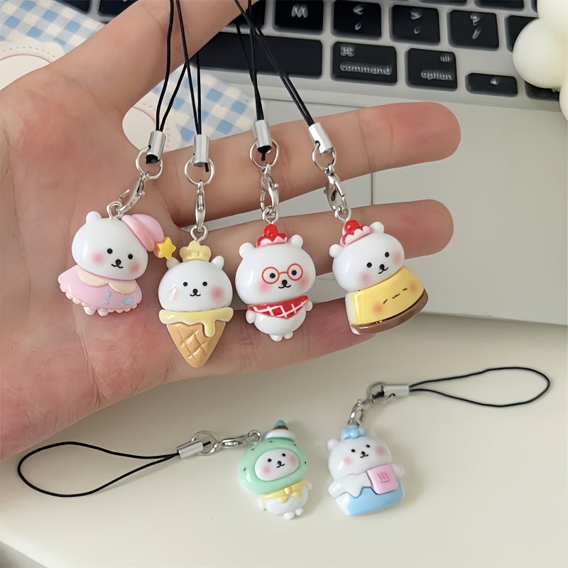 1pcs 1 Piece Resin Material Self Mocking Bear Phone Rope Cartoon Animal Pendant Mobile Phone Decoration Macaron Color Fresh Healing Soft Cute Student Bag Pendant Girl BFF Gift - Image 1
