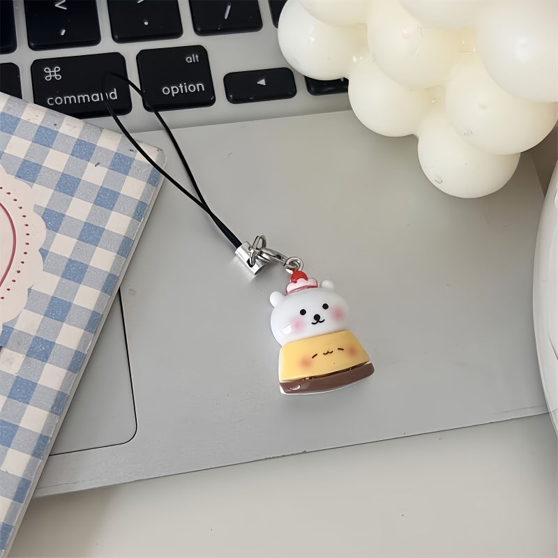 1pcs 1 Piece Resin Material Self Mocking Bear Phone Rope Cartoon Animal Pendant Mobile Phone Decoration Macaron Color Fresh Healing Soft Cute Student Bag Pendant Girl BFF Gift - Image 4