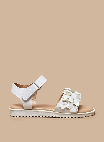JUNIORS Girls Floral Accent Sandals with Hook and Loop Closure