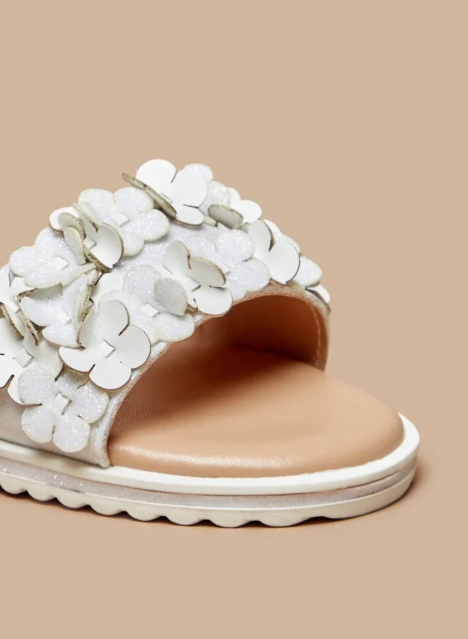 JUNIORS Girls Floral Accent Sandals with Hook and Loop Closure