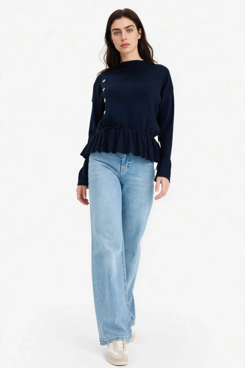ديفاكتو Regular Fit Boat Collar Pullover