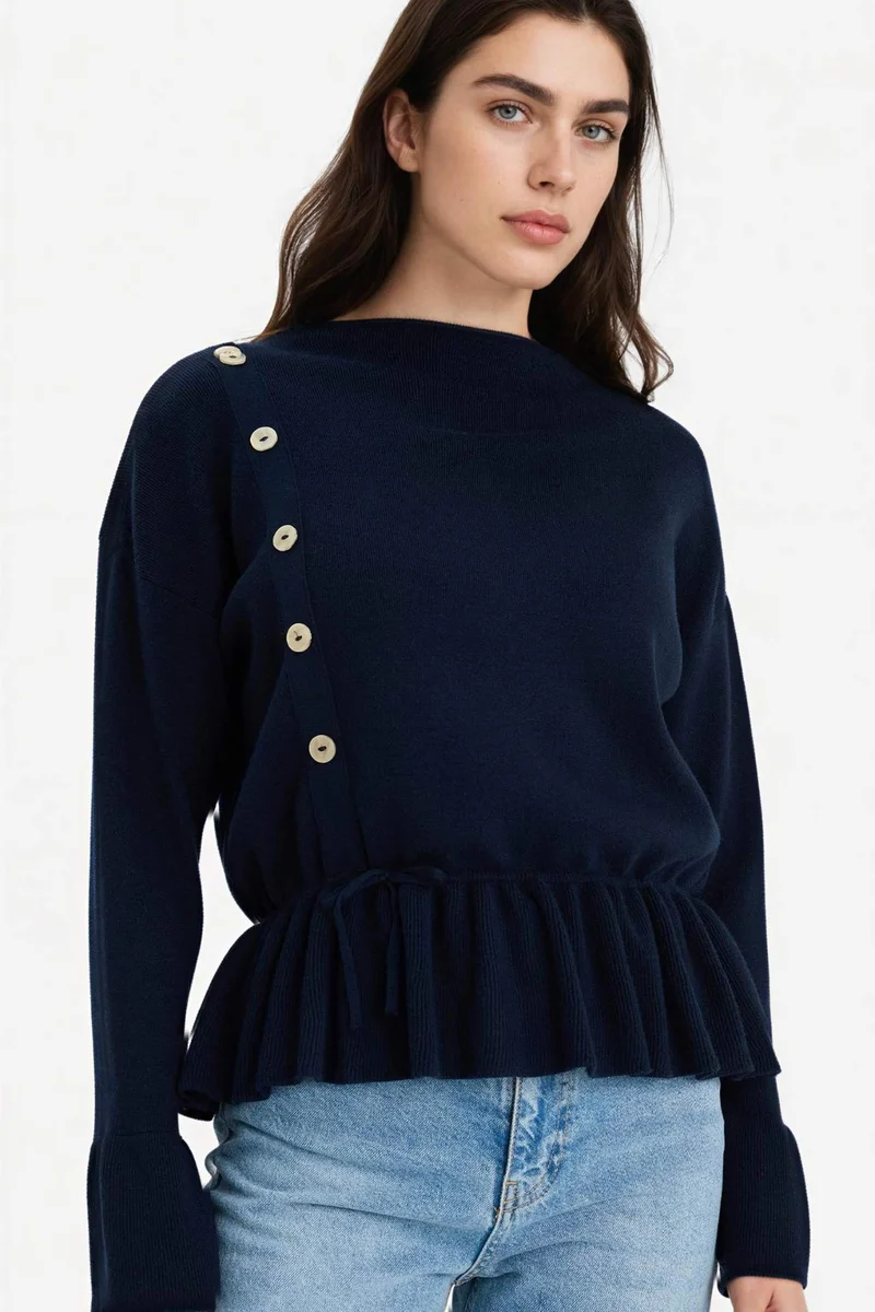 ديفاكتو Regular Fit Boat Collar Pullover