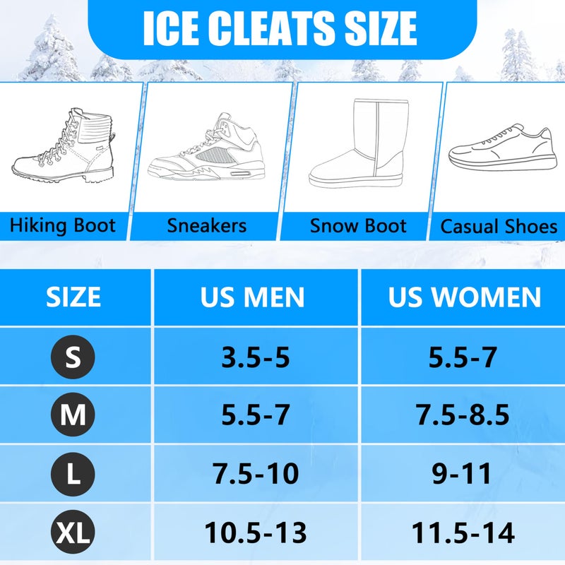 OROOTL Ice Cleats Crampons for Shoes and Boots Anti Slip Snow Cleats Ice Shoes Grippers 24 Studs Crampons for Hiking Boots Women Men Ice Fishing Winter Walking Jogging - Image 5