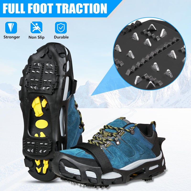 OROOTL Ice Cleats Crampons for Shoes and Boots Anti Slip Snow Cleats Ice Shoes Grippers 24 Studs Crampons for Hiking Boots Women Men Ice Fishing Winter Walking Jogging - Image 3
