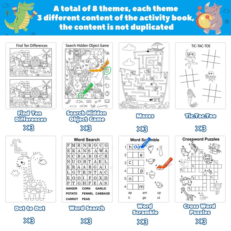 Kalysky 24 Mini Activity Books for Kids Party Favors Ages 4-8 8-12,Fun and Challenges Include Mazes, Dot to Dot,Word Search, Word Scramble and More for Goodie Bag Stuffer Classroom Activity - Image 4