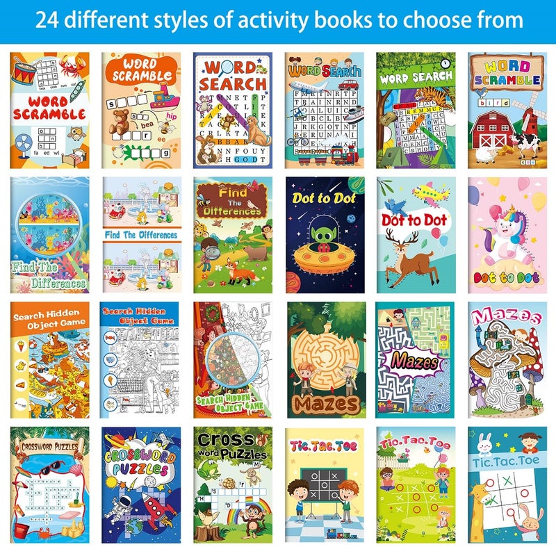 Kalysky 24 Mini Activity Books for Kids Party Favors Ages 4-8 8-12,Fun and Challenges Include Mazes, Dot to Dot,Word Search, Word Scramble and More for Goodie Bag Stuffer Classroom Activity - Image 2