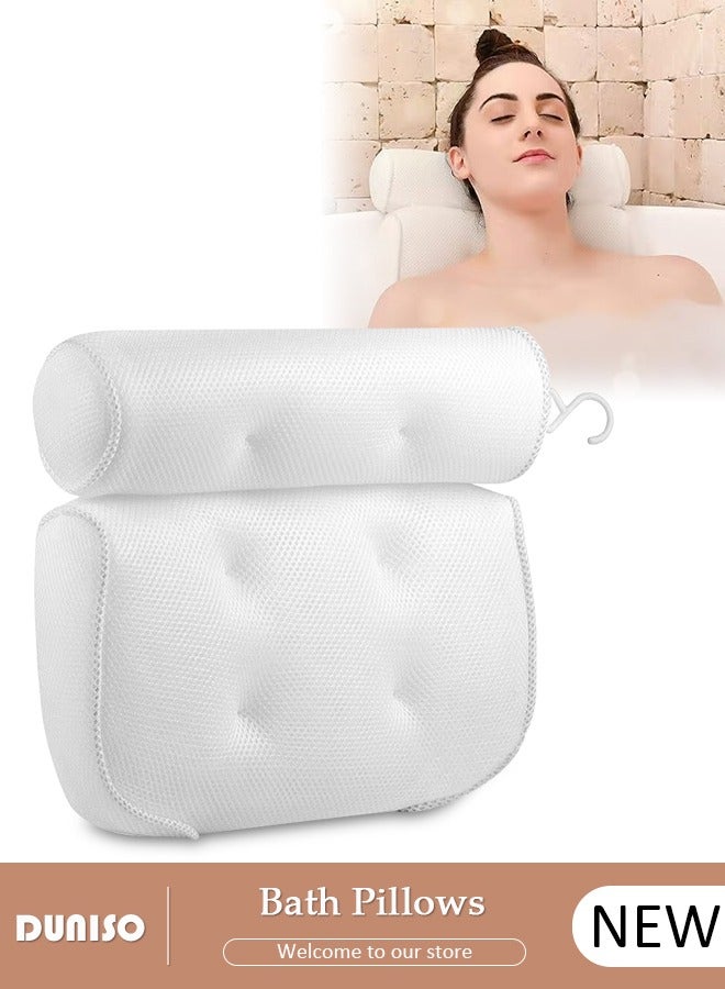 DUNISO Bath Pillow Bathtub Pillows for Men and Women,Bath Pillows for Tub with 3D Waterproof Air Mesh Material Technology and  Non Slip Suction Cups,Bath Pillows for Tub Neck and Back Support  - Image 1