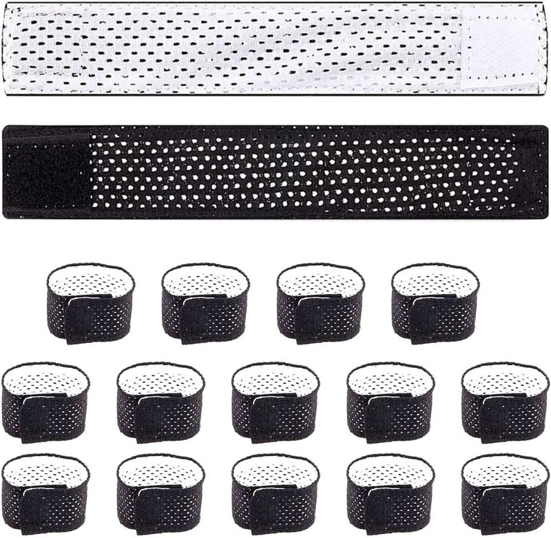 12pcs Knitted Sports Armbands with Hook Loop Fasteners a black and white 