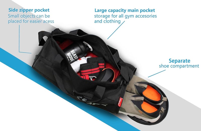 SFANE Gym Bags for Men with Separate Shoe Compartment Sports Gym Bag for Women Duffle Bags for Gym, Duffel Bags Sports Bag - Black - Image 2