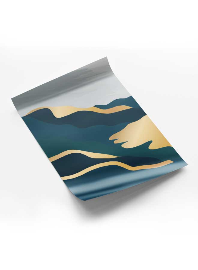 LOWHA Poster Painting Art With Four Separate Pieces Of Double-Sided Stickers Luxury Gold Mountain Abstract For Home Bedroom Living Room And Office Decor - Image 1