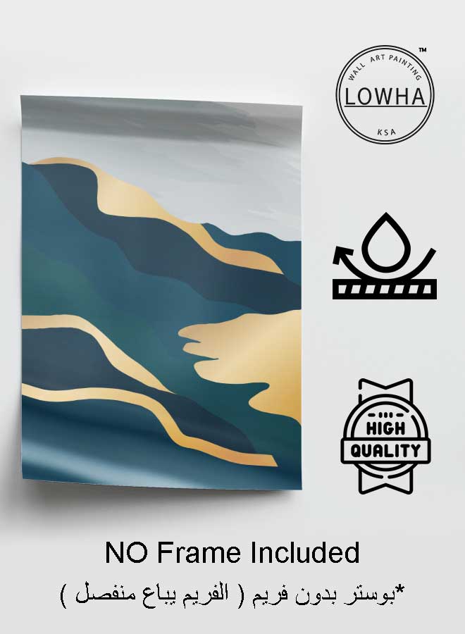 LOWHA Poster Painting Art With Four Separate Pieces Of Double-Sided Stickers Luxury Gold Mountain Abstract For Home Bedroom Living Room And Office Decor - Image 3