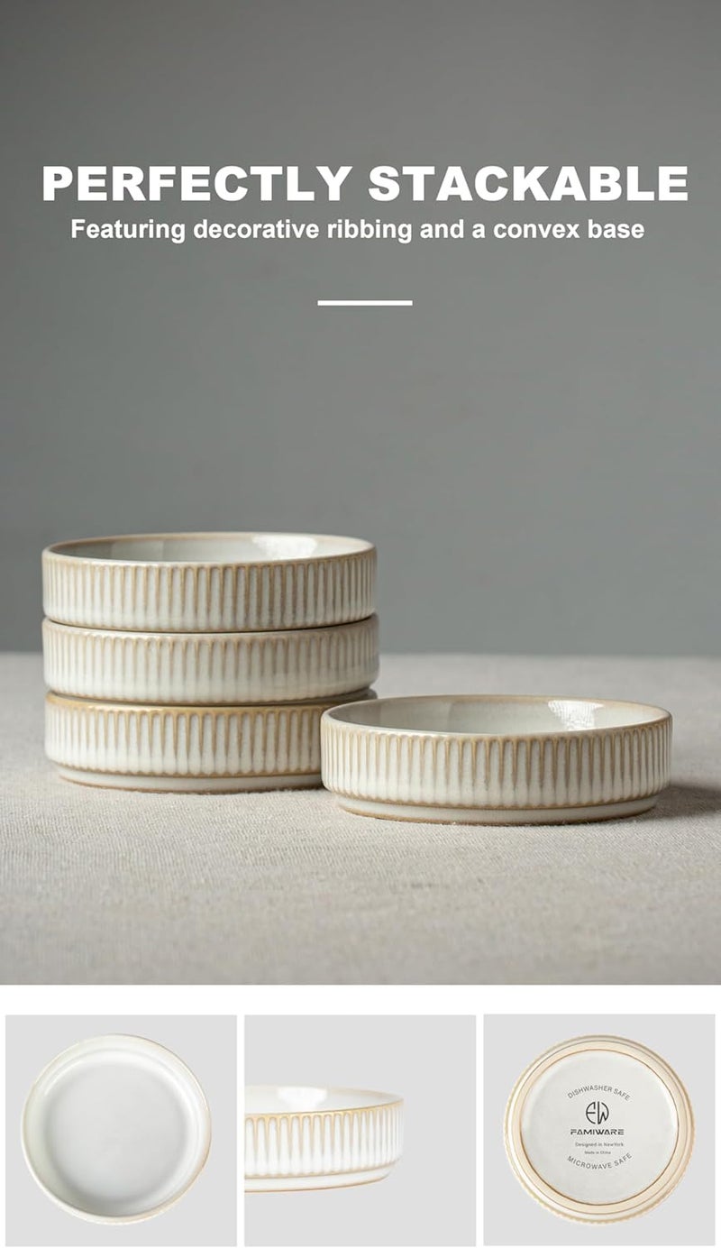 Famiware Star Soy Sauce Dish Ceramic Dipping Bowls Set of 6, 4 oz Individual Dip Sauce Cups/Bowls/Dishes/Plates, Small Serving Bowl for Side Dishes, Dessert, Ice Cream, Condiments - Cappuccino White - Image 3
