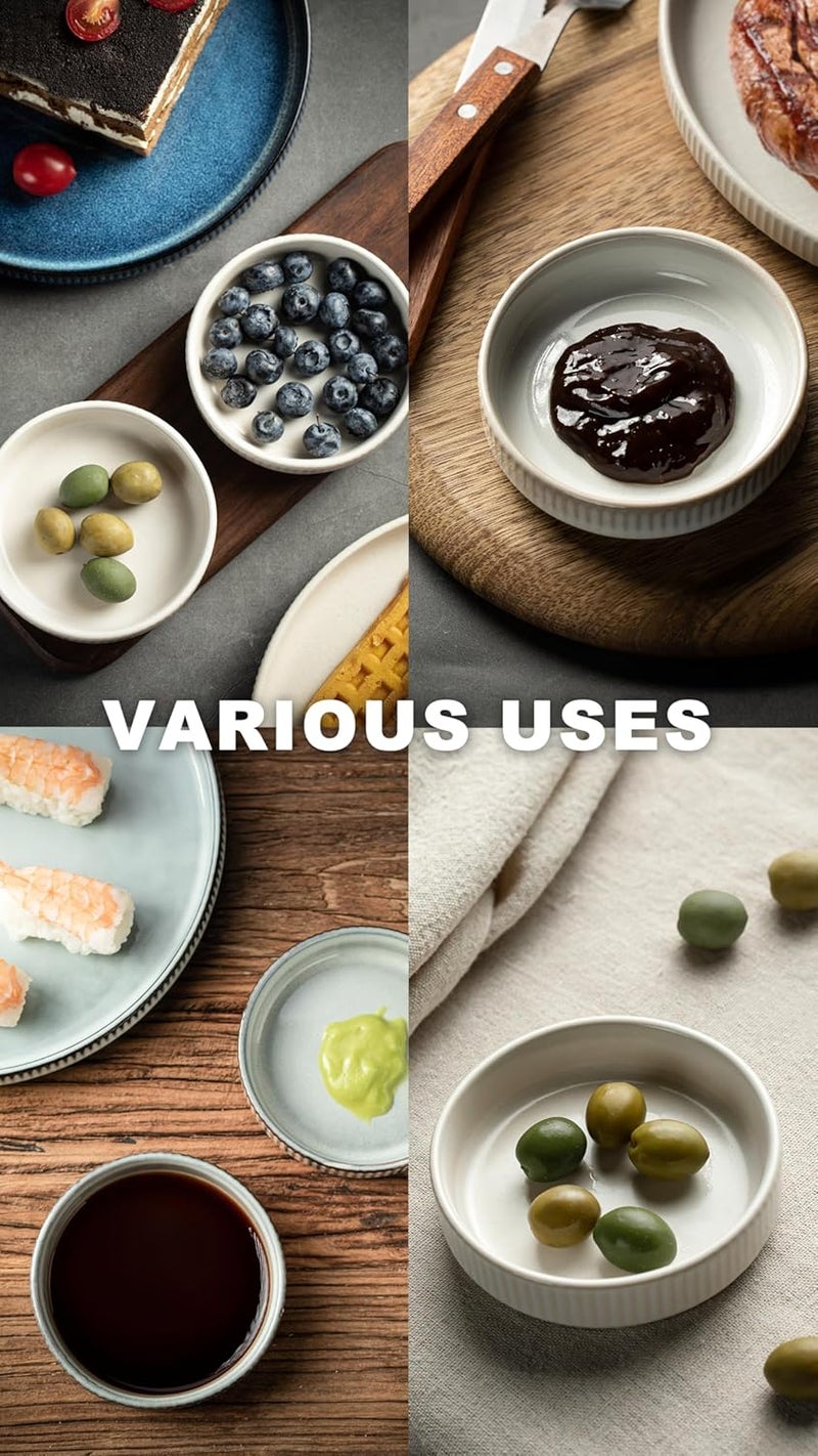 Famiware Star Soy Sauce Dish Ceramic Dipping Bowls Set of 6, 4 oz Individual Dip Sauce Cups/Bowls/Dishes/Plates, Small Serving Bowl for Side Dishes, Dessert, Ice Cream, Condiments - Cappuccino White - Image 5