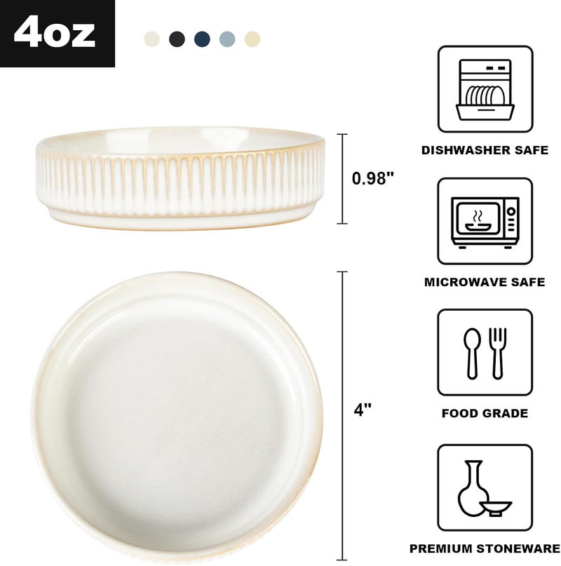Famiware Star Soy Sauce Dish Ceramic Dipping Bowls Set of 6, 4 oz Individual Dip Sauce Cups/Bowls/Dishes/Plates, Small Serving Bowl for Side Dishes, Dessert, Ice Cream, Condiments - Cappuccino White - Image 2