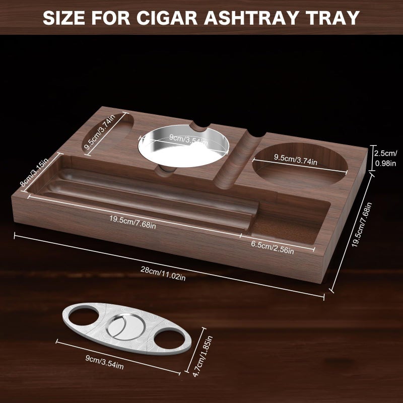 Wooden cigar ashtray indoor outdoor terrace home office father's day gifts cigar accessories holder - Image 2