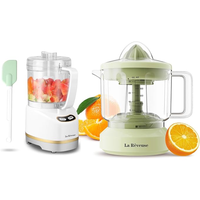 La Reveuse Electric Mini Food Processor + 34 oz Electric Citrus Juicer - Image 1