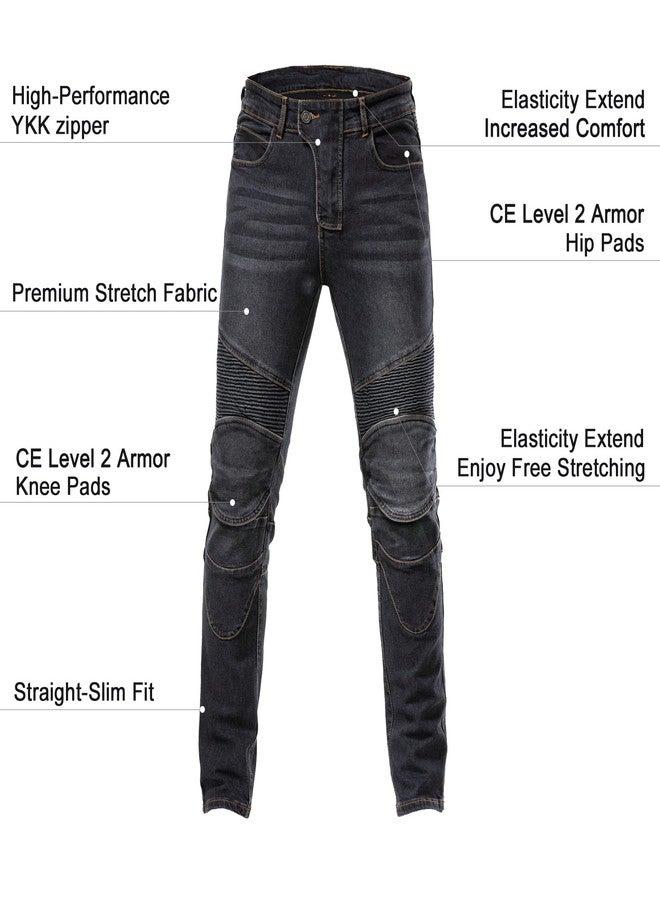 ForMTRider Men's Protective Motorcycle Jeans with CE Armor,Elastic Denim Riding Pants for All-Season Cycling Gear, Vintage Black, 38W x 31L - Image 4