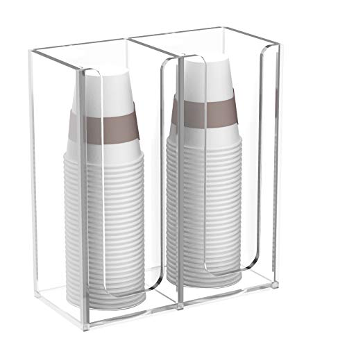 Richboom Acrylic Coffee Cup and Lid Storage Organizer Holder, 2 Compartments, Clear - Image 4