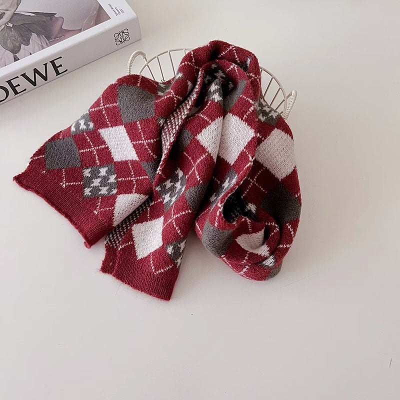 Knitted Children'S Scarf Korean Style Warm Plaid Baby Collar Fashion Boys And Girls Wool Scarf Fashion - Image 1
