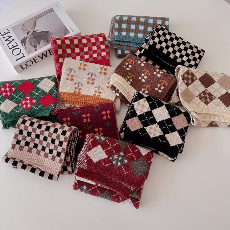 Knitted Children'S Scarf Korean Style Warm Plaid Baby Collar Fashion Boys And Girls Wool Scarf Fashion - Image 3