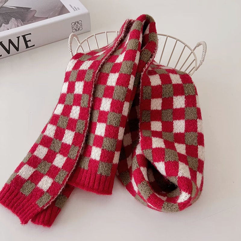 Knitted Children'S Scarf Korean Style Warm Plaid Baby Collar Fashion Boys And Girls Wool Scarf Fashion - Image 4