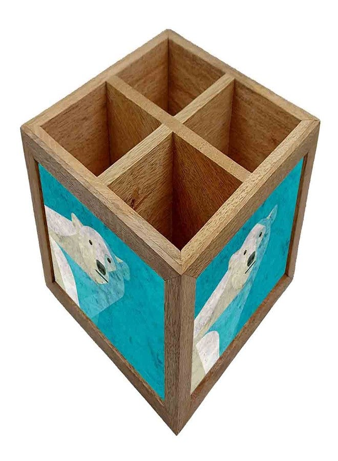 Nutcase Wooden Cutlery Stand Holder Silverware Caddy Spoons Forks Knives Organizer for Dining Table & Kitchen -Made in India-Spoons NOT Included - Polar - Image 3