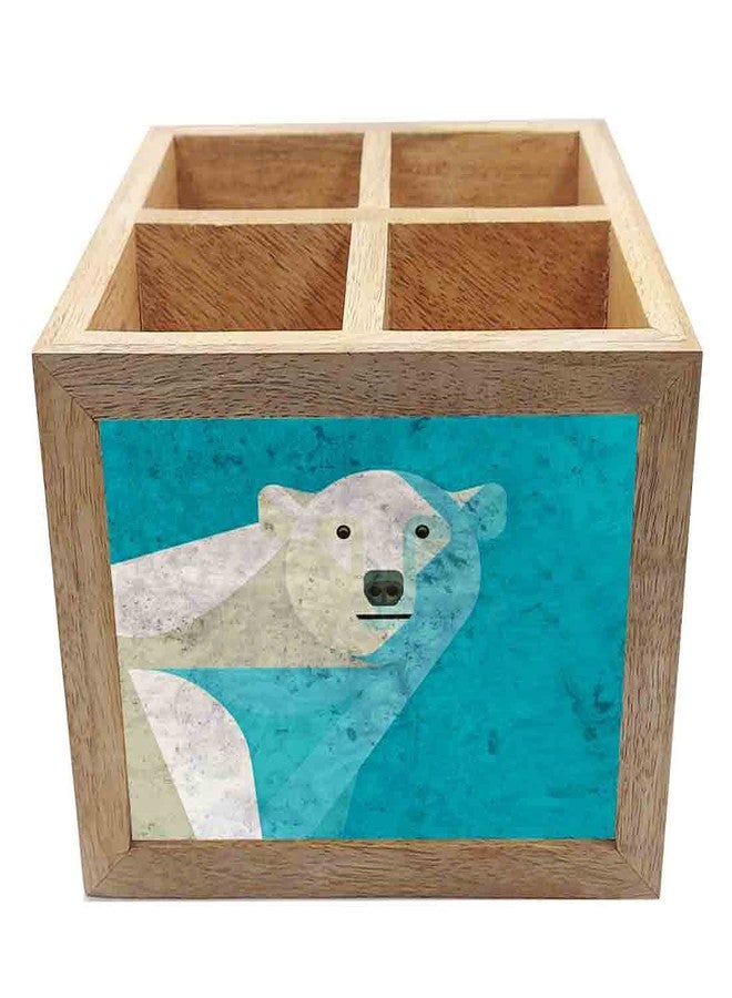 Nutcase Wooden Cutlery Stand Holder Silverware Caddy Spoons Forks Knives Organizer for Dining Table & Kitchen -Made in India-Spoons NOT Included - Polar - Image 4