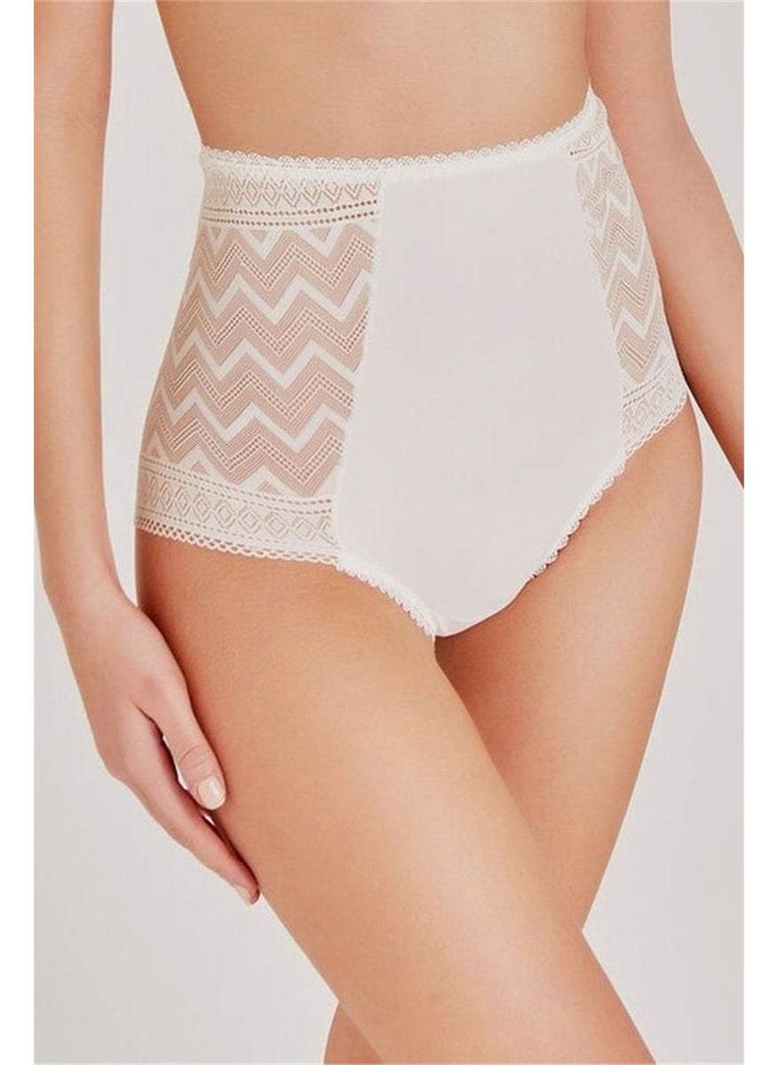 Magic Form 948 Women's Ecru Zigzag Lace High Waist Panties  - Image 1