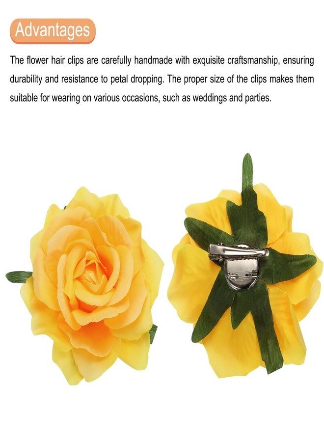 ميكسينيتي مجموعة ميكانيكسي من 30 قطعة من مشابك الشعر على شكل وردة، دبابيس شعر على شكل زهرة بطول 4 بوصات، بروش على شكل زهرة، إكسسوارات شعر نسائية، لون أصفر - Image 4