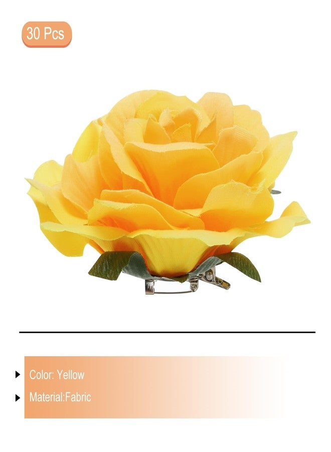 ميكسينيتي مجموعة ميكانيكسي من 30 قطعة من مشابك الشعر على شكل وردة، دبابيس شعر على شكل زهرة بطول 4 بوصات، بروش على شكل زهرة، إكسسوارات شعر نسائية، لون أصفر - Image 3