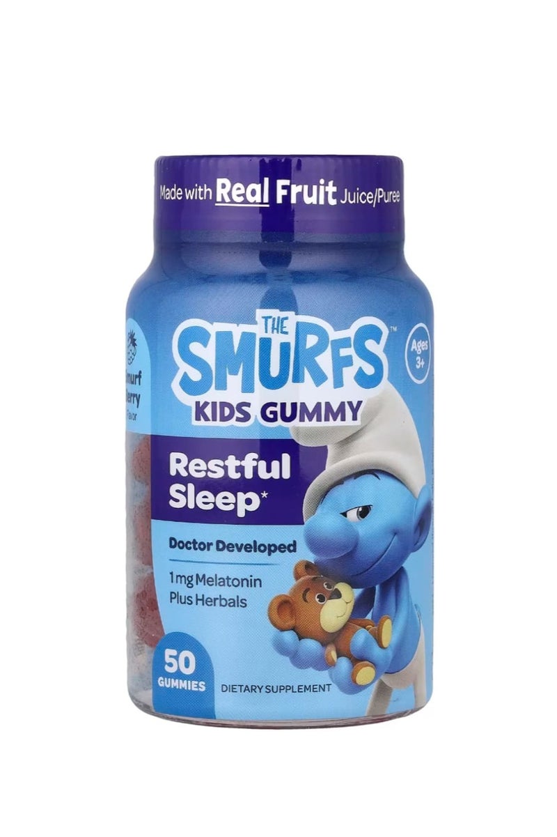 THE SMURFS Children's Chewable Tablets Deep Sleep Support Ages 3+ Smurf Berry Flavor 50 Chewable Tablets - Image 1