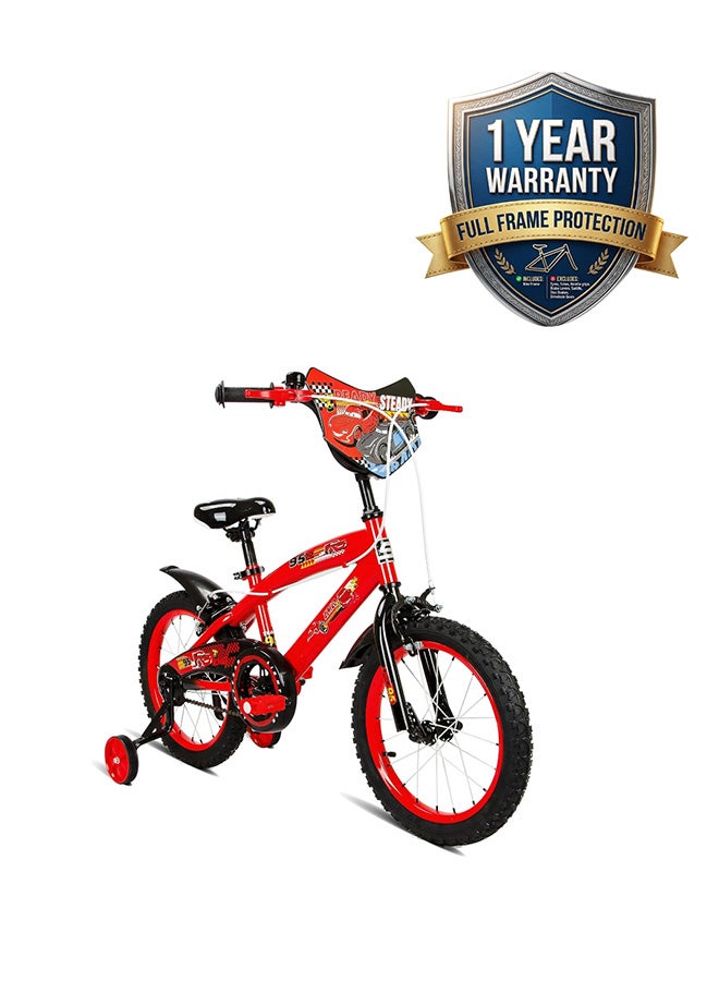 Spartan | 16" Disney Cars Bicycle Starter Bike for Boys | Removable Training Wheels | Adjustable Seat & Handlebar | Rear Mudguard | Official Lightning McQueen Design | SP-3201 | Ages 4 to 7 - Image 1