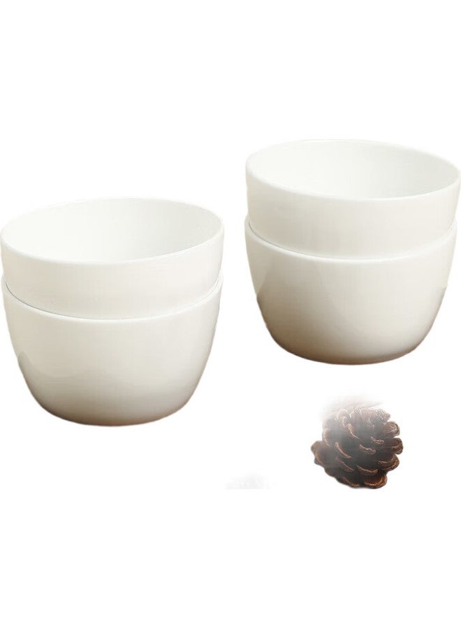 Sky Top Rice Bowl, Ceramic Noodle Bowl, Bone China Pure White, For Home And Hotel Use Style Bowl, 4.5 Inches, 4-Piece Set - Image 1